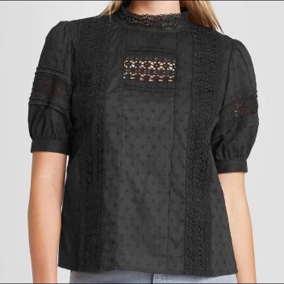 ‼️SALE‼️ UNIVERSAL THREAD 🎯 Gray Puff Sleeve Eyelet Blouse - Picture 7 of 10